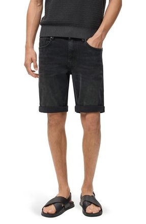 Mango Slim Fit Denim Bermuda Shorts in Black Denim at Nordstrom, Size 31