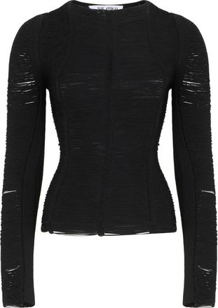 The Attico Black Textured Round Neck Top