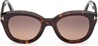 Tom Ford 49mm Small Round Sunglasses in Classic Havana /Plum Sand at Nordstrom