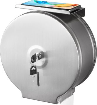 OEM Portarrollos De Papel Higi&eacute;nico Extragrande De Fabricaci&oacute;n Comercial Con Estante, De Acero Inoxidable, Para Montaje En Pared, Color Plata, Sin Contact