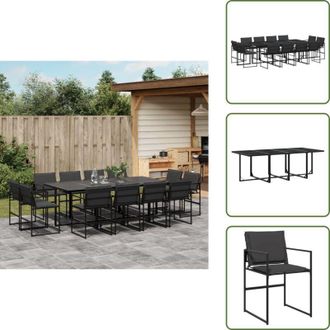 vidaXL Cuscini da seduta - vidaXL Set da Pranzo da Giardino 13 pz con Cuscini Nero in Textilene - Mobili da esterno