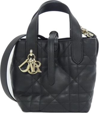 Dior Black Leather Handbag Tote Bag (Pre-Owned)