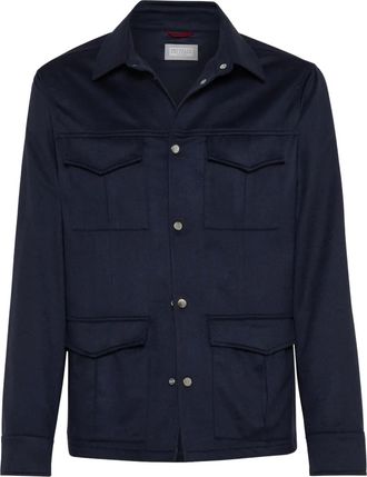 Brunello Cucinelli Giacca-camicia in cashmere - Blu