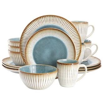 Elama Louann 16 Piece Stoneware Dinnerware Set in Beige at Nordstrom