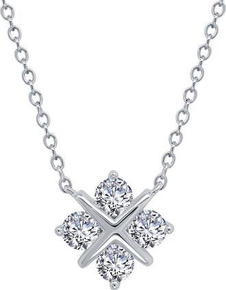 Lafonn Simple Squad Simulated Diamond Pendant Necklace in Silver/Clear at Nordstrom Rack