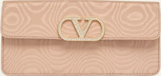 Valentino Garavani Crystal VLogo Moire Clutch Bag