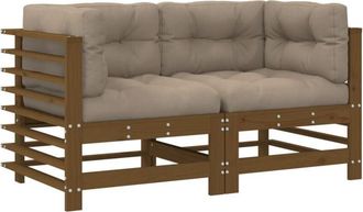 vidaXL Vidaxl - Corner Sofas with Cushions 2 pcs Honey Brown Solid Wood Pine