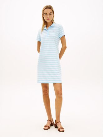 Tommy Hilfiger Womens Stripe Stretch Pique Polo Dress - Blue - XXL