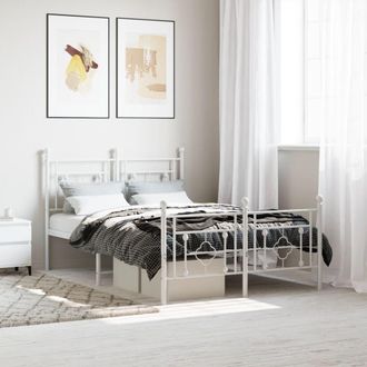vidaXL Estructura Cama Sin Colch&oacute;n Con Estribo Metal Blanco 120x200 Cm Vidaxl