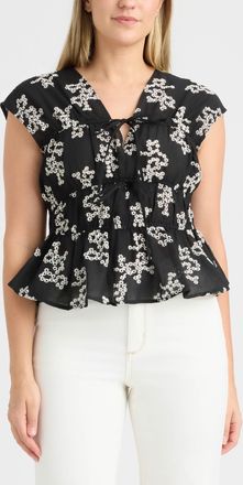 Ellen Tracy Womens Shirred Sleeveless Top with Front Ties