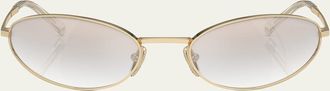 Prada Curved Mixed-Media Oval Sunglasses
