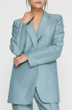 Lafayette 148 New York Elongated Linen Blend Blazer in Paper Blue at Nordstrom Rack, Size 2