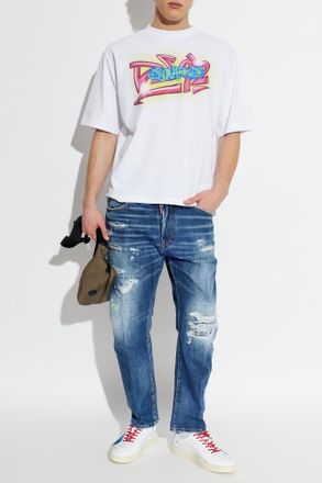 Dsquared2 T-shirt With Colorful Print, Mens, White