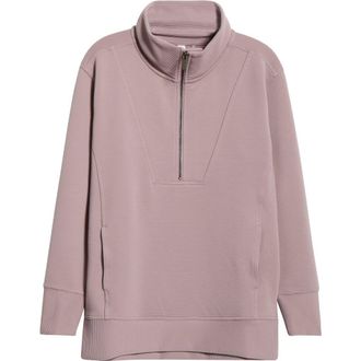 Zella Kickback Ottoman Half Zip Tunic in Mauve Dove at Nordstrom Rack, Size X-Small