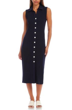 Karen Kane Sleeveless Knit Button-Up Midi Dress in Navy at Nordstrom, Size X-Small