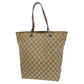 Gucci Beige Brown Canvas Tote Bag (Pre-Owned)