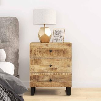 vidaXL Vidaxl - Mesita De Noche Madera Mango Madera Contrachapada 50x33x62 Cm