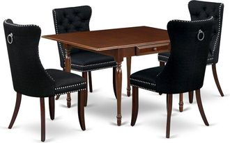 East West Furniture 5 Piece Dining Table Set Consists of a Rectangle Kitchen Table with Dropleaf