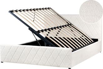 Beliani Ottoman Bed Boucle ROCHEFORT 160 x 200 cm (EU King Size) Off-White