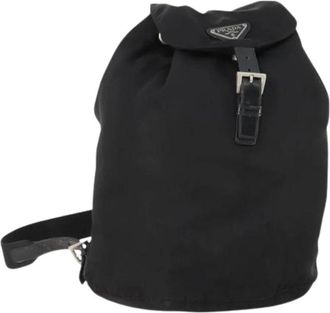 Prada Pre-owned Backpacks, female, Black, Size: ONE SIZE Pre-owned Vintage Nylon Backpack