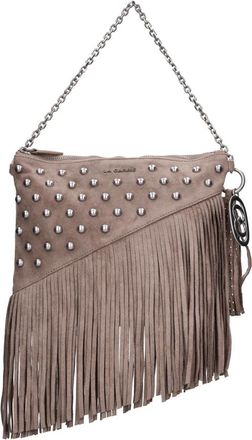 La Carrie Su&egrave;de tas met studs - Dames - Tassen - Beige - Maat: ONE Size Su&egrave;de