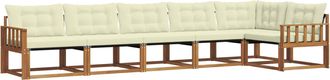vidaXL Conjunto De Sof&aacute;s De Exterior 6 Uds. Natural Y Crema Vidaxl