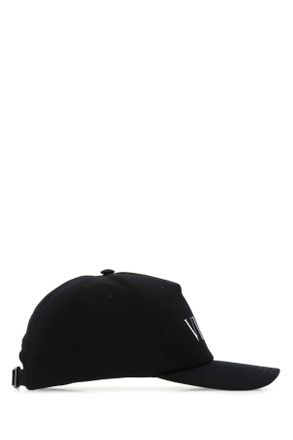 Valentino Garavani Mens Black Gabardine Baseball Cap Nerobianco Cappelli Hat