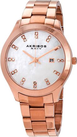 Akribos XXIV Mother of Pearl Dial Rose Gold-Tone Ladies Watch AK954RG