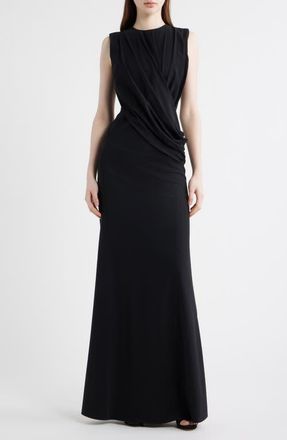 La Petite Robe Di Chiara Boni Frozy Ruched Sleeveless Gown in 37 Black at Nordstrom, Size 10 Us