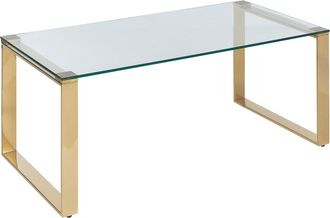 Beliani Beliani - Mesa De Centro De Vidrio Templado Transparente Dorado 100 X 50 Cm Acero Tilon