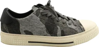 Mario Valentino Valentino Camouflage Cap Toe Low Top Sneakers in Grey Wool Flannel