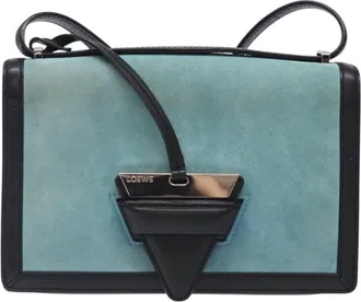 Loewe Barcelona Blue Suede Shoulder Bag (Pre-Owned)