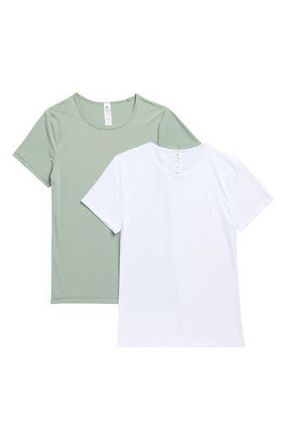 Yogalicious 2-Pack Tara Air Cloud Jersey T-Shirts in Lily Pad/White at Nordstrom Rack, Size Small
