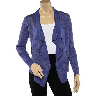 M Missoni Blue Patterned Knit Shawl Collar Shrug