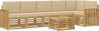 vidaXL Conjunto De Sof&aacute;s De Exterior 7 Uds. Y Beige Poli&eacute;ster Vidaxl