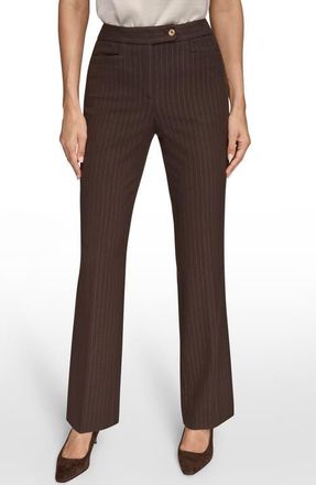 DKNY Metallic Stripe Straight Leg Pants in Chocolate at Nordstrom, Size 12