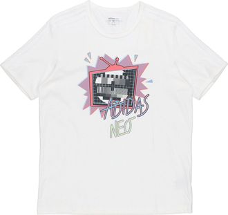 adidas neo Funny Printing Sports Round Neck Short Sleeve White GM2343
