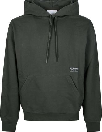 Pas Normal Studios Green Off-Race Relaxed Kangaroo Pocket Hoodie