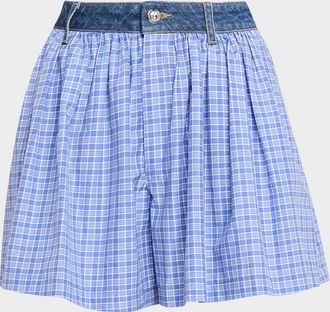 Cinq &agrave; Sept Madalyn Wide-Leg Gingham Shorts
