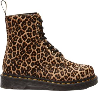 Dr. Martens Klassieke laarzen met luipaardprint - Dames - Veterlaarzen - Bruin - 37 EU - Leer - Schoenen