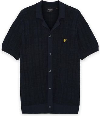 Lyle & Scott Revere Collar Gebreid Resort Overhemd - Heren - Vesten - Blauw - S - Katoen - Truien & Vesten
