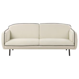 Beliani Beliani - Sof&aacute; De 3 Plazas Con Patas De Metal Ribete Negro Estilo Glamuroso Retro Tapicer&iacute;a De Tela Beige Claro Tonsberg