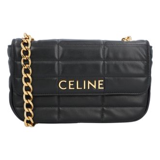 Celine Celine Schoudertas Chain Matelassé Effen Celine In Gequilted Kalfsleer Zwart