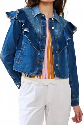 Tribal Fancy Jean Jacket In Blue