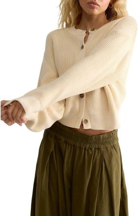 Free People Vienna Rib Button Front Cardigan in Ivory at Nordstrom, Size X-Large
