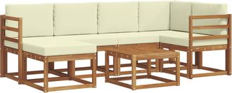 vidaXL Conjunto De Sof&aacute;s De Exterior 7 Uds. Natural Y Crema Vidaxl