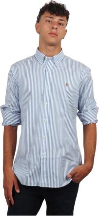 Ralph Lauren Custom Fit Button-Down Overhemd - Heren - Casual Overhemden - Blauw - M - Katoen - Overhemden