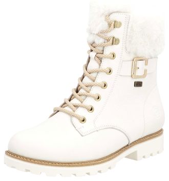 Remonte Winterboots REMONTE Elisabeth Hurley-Collection, Damen, Gr. 38, weiss (wei&szlig;), Leder, Textil, Schuhe Winterboots, Schn&uuml;rboots, Outdoorschuh, Schn&uuml;rstie