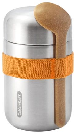 black+blum Premium Lunch-Thermobecher Food Flask aus Edelstahl, 400 ml - Orange