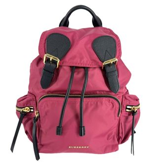 Burberry Black Pink Nylon Leather Backpack (Pre-Owned)